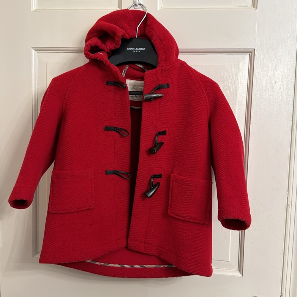 Burberry Baby Red Hoodie Coat size 3-4 yrs. old